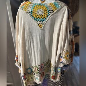 Umgee Bohemian granny square Crochet Trim cardigan